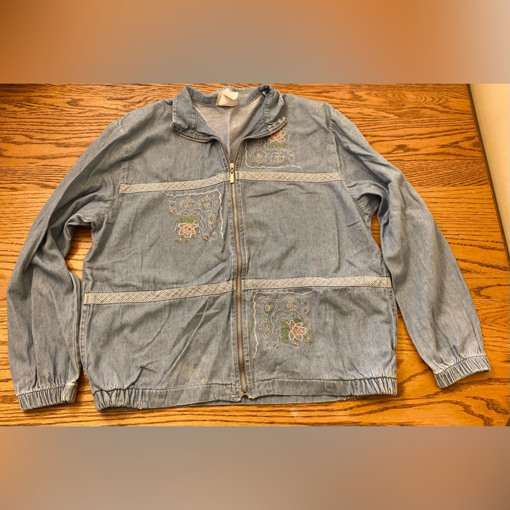 Vintage Teddi petite denim embroidered jacket size Pm
